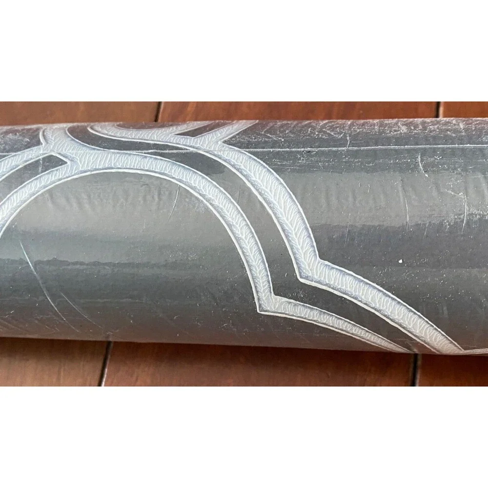 YORK Open Trellis Prepasted Wallpaper 60 sq ft Charcoal Gray White AP7490 NIP
